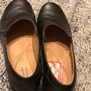 Black leather loafers